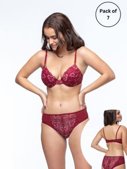 Curwish - Week Of Colors - 7-Day Bra & Panty Multi-Color (Pack of 7)