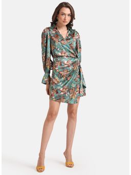 Kazo - Multi Floral Printed Wrap Mini Dress