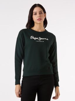 Pepe Jeans - Green Printed Full Sleeves Women Sweatshirt