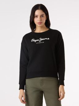Pepe Jeans - Black Printed Full Sleeves Women Sweatshirt