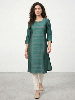 R&B - Green Printed Straight Kurta