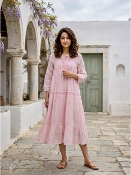 Missprint - Pink Kota Doriya Cotton Dress
