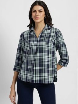 FableStreet - Cotton Checkered Top - Grey And Black