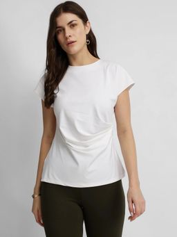 FableStreet - Stretchable Pleated Top - White