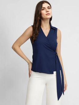 FableStreet - Wrap Top - Navy Blue