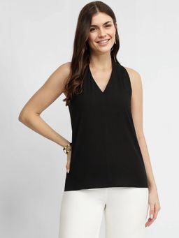 FableStreet - Cotton Halter Neck Top - Black