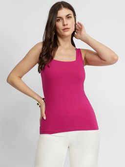 FableStreet - Stretchable Cotton Tank Top - Fuchsia Pink
