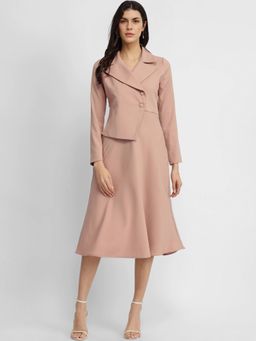 FableStreet - A-line Jacket Dress - Dusty Pink