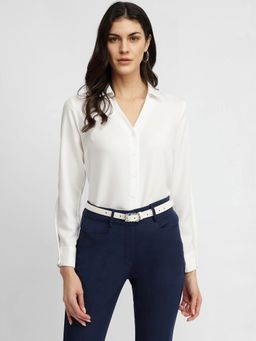 FableStreet - Collar Neck Shirt - White