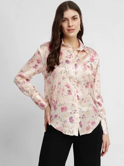 FableStreet - Satin Floral Shirt - Pink