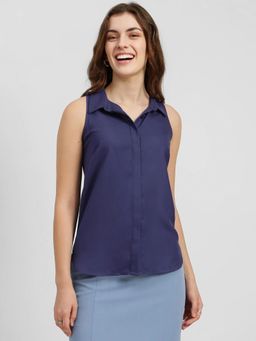FableStreet - Peacock Blue Button-Down Top