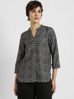 FableStreet - Black Mandarin Neck Top