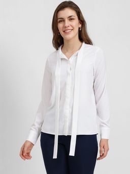 FableStreet - Off White Bow-Tie Collar Shirt