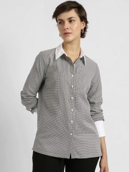 FableStreet - Black Cotton Contrast Shirt