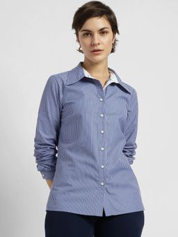 FableStreet - Blue Cotton Striped Shirt