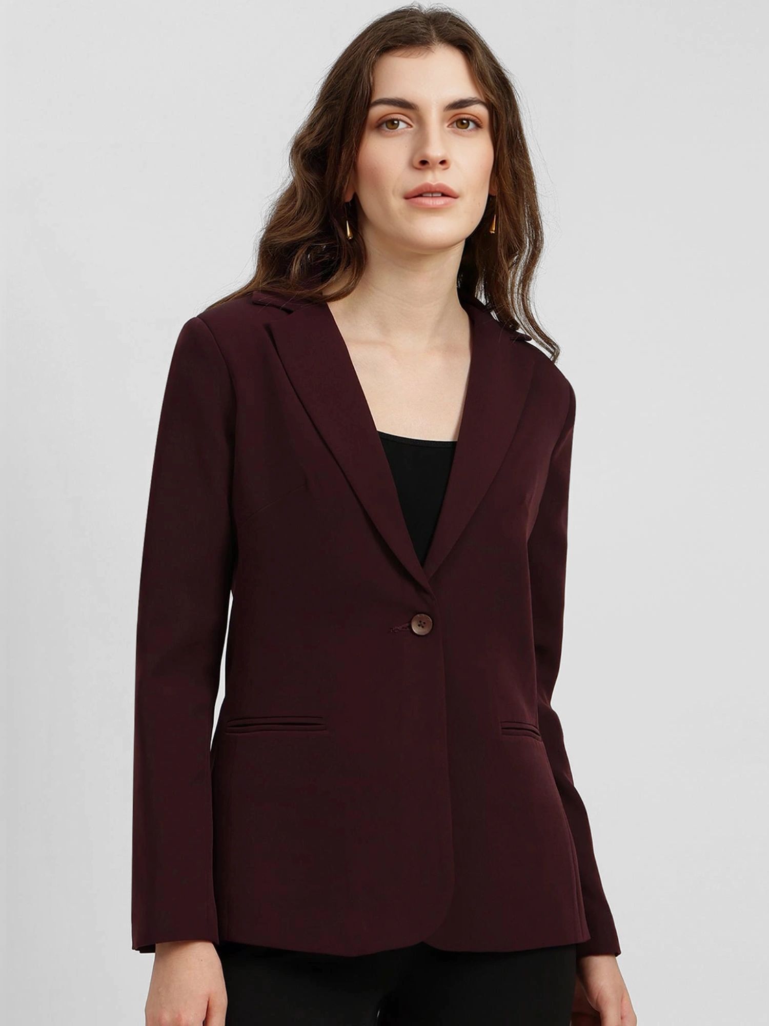 fable street Single Breasted Blazer - Wine-picture-22