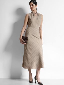 FableStreet - Top and A-line Skirt Co-Ord Set- Brown