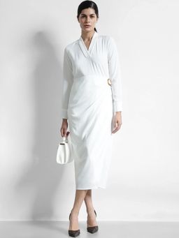 FableStreet - Sheath Midi Dress - White