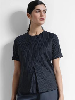 FABLE STREET - Navy Blue Stripes Round Neck Top