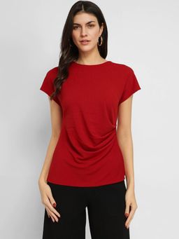 FableStreet - Red Stretchable Pleated Top