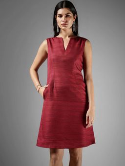 FableStreet - A-Line Dress - Maroon