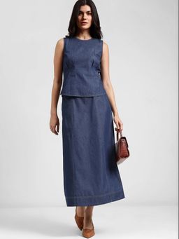 FableStreet - Womens Navy Blue Denim Co-Ord Set