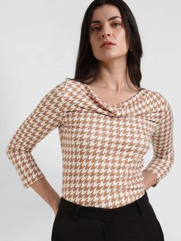 FableStreet - Beige Pull On Three Fourth Sleeves Top
