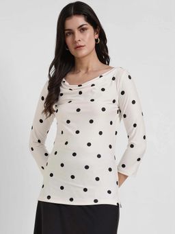 FableStreet - Off White Pull On Three Fourth Sleeves Top