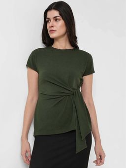 FableStreet - Olive Pull On Half Sleeves Top