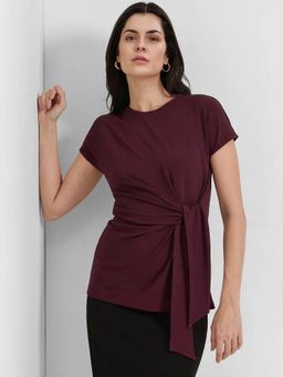 FableStreet - Wine Pull On Half Sleeves Top