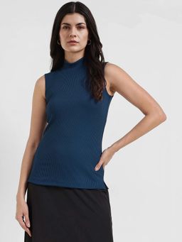 FableStreet - Navy Blue Pull On Sleeveless Top