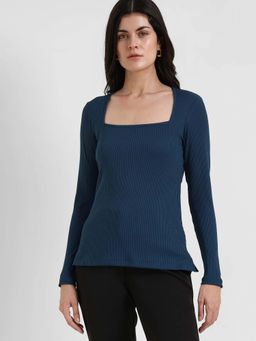 FableStreet - Navy Blue Pull On Full Sleeves Top