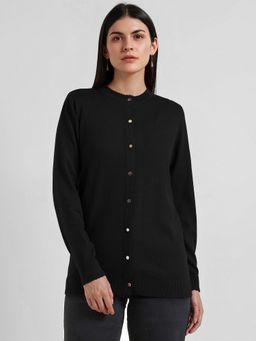 FableStreet - LivSoft Crew Neck Cardigan - Black