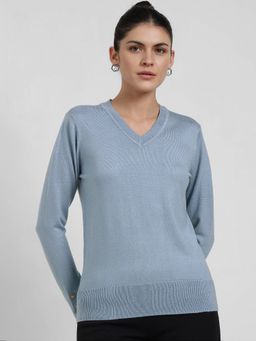 FableStreet - LivSoft V-Neck Sweater - Light Blue