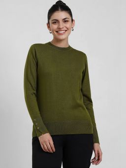 FableStreet - LivSoft Round Neck Sweater - Olive