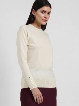 FableStreet - LivSoft Round Neck Sweater -Off White