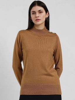 FableStreet - LivSoft High Neck Sweater - Brown