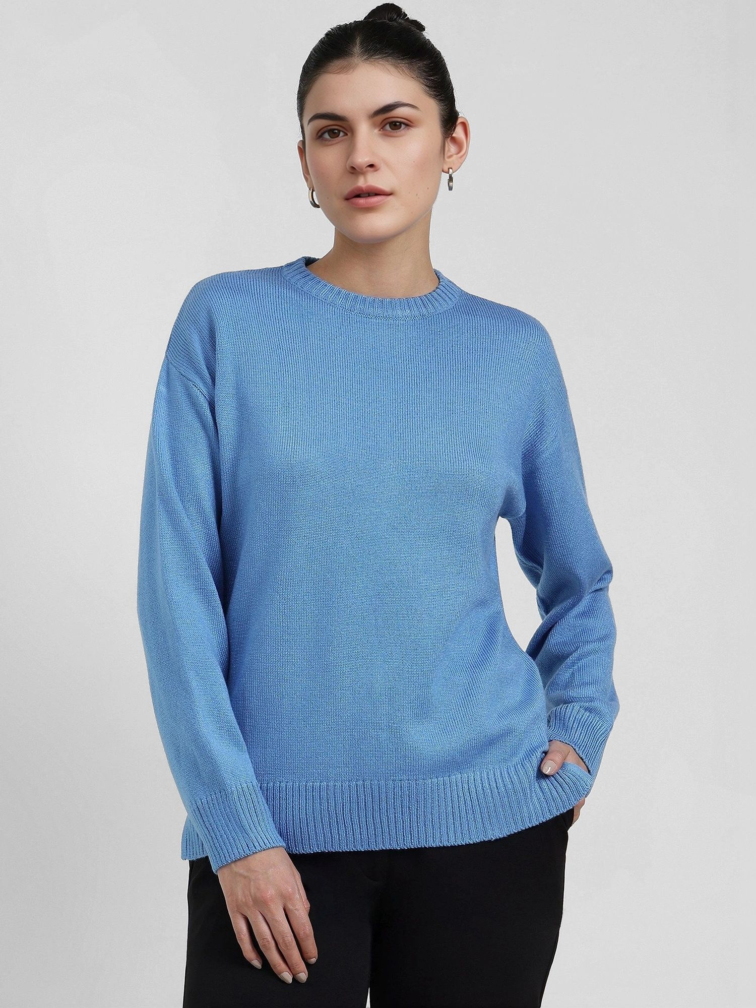 fable street LivSoft Round Neck Sweater - Blue-picture-14