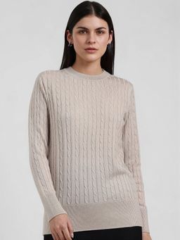 FableStreet - LivSoft Round Neck Sweater - Beige
