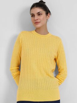 FableStreet - LivSoft Round Neck Sweater - Yellow