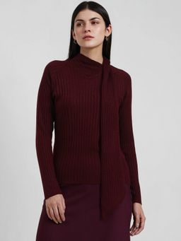 FableStreet - LivSoft High Neck Sweater - Maroon