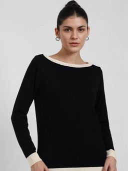 FableStreet - LivSoft Boat Neck Sweater - Black