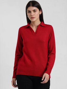 FableStreet - LivSoft Polo Neck Sweater - Red