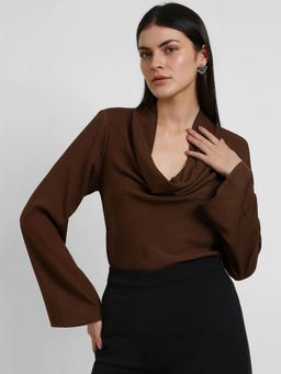 FableStreet - Cowl Neck Top - Brown