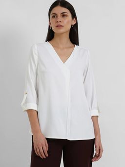 FableStreet - V-Neck Top - White