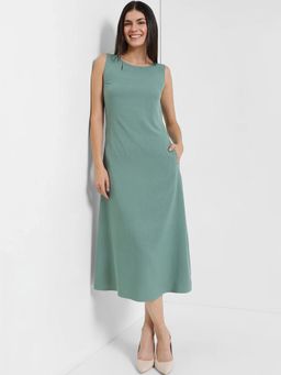 FableStreet - Round Neck Dress - Green