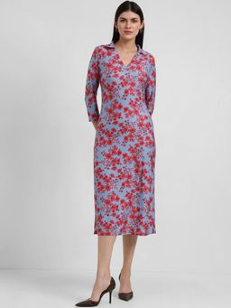 FableStreet - Floral Sheath Dress - Blue