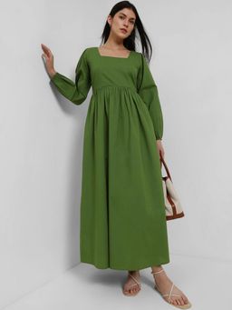 FableStreet - Fit And Flare Dress - Green