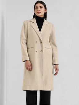 FableStreet - Double Breasted Long Overcoat - Beige