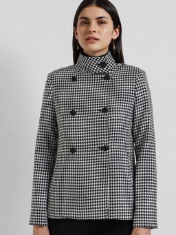 FableStreet - Double Breasted Tweed Blazer - Grey